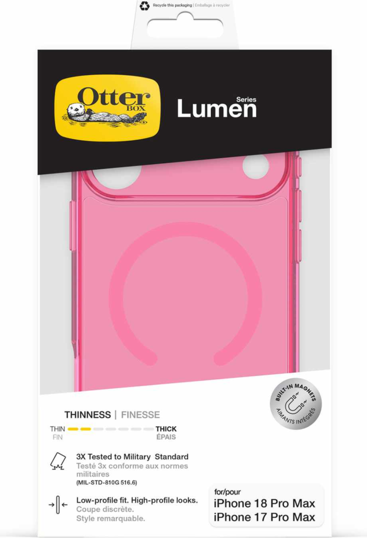 OtterBox - Lumen Clear MagSafe Case Heartspur Pink for iPhone 18 Pro Max/17 Pro Max