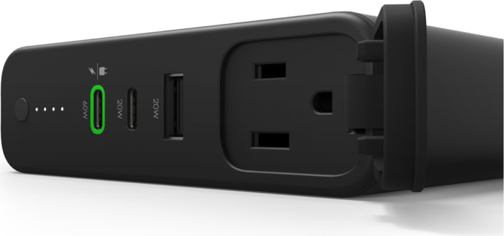 <p>The Mophie 27,000 mAh powerstation pro AC can charge four devices at once, delivering up to 130W of combined power with the AC, USB-C PD, USB-C and USB-A ports. </p>