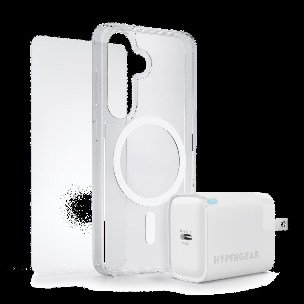 <p>The HyperGear Accessory Bundle provides all the essentials to get started with a new phone: a clear magnetic case, a screen protector, and a fast-charging 30W power adapter.</p>