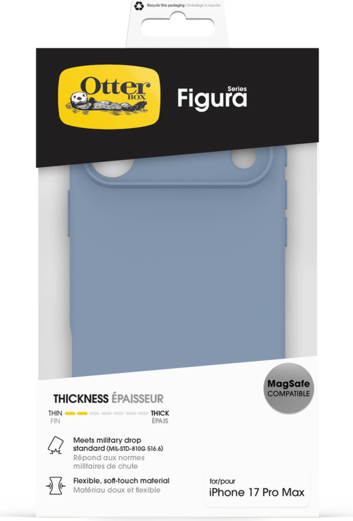 The OtterBox Figura Series blends a velvety-soft feel with ultra-slim protection, military-grade drop defense, MagSafe compatibility, and raised edges to guard the screen and camera.