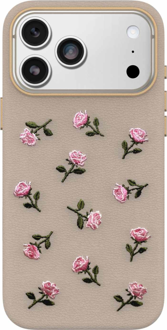 OtterBox - Symmetry Cactus Leather Embroidery MagSafe Case Cottage Rose for iPhone 18 Pro Max/17 Pro Max