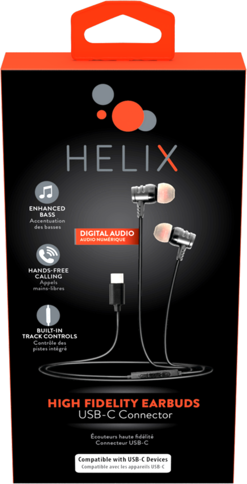 Helix In-Ear Wired Headphones for Type C Devices - Black