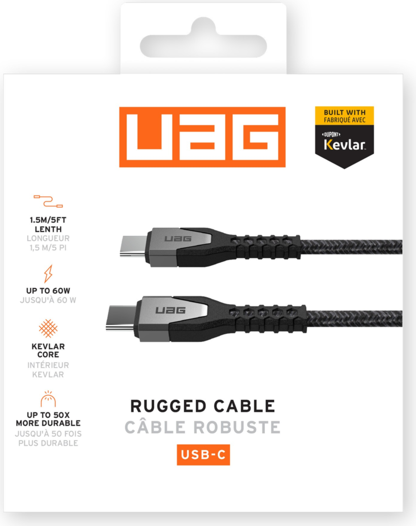 <p>The UAG USB-C to USB-C Kevlar Rugged Charge and Sync Cable is built to last and engineered to withstand heavy everyday wear and tear.</p>