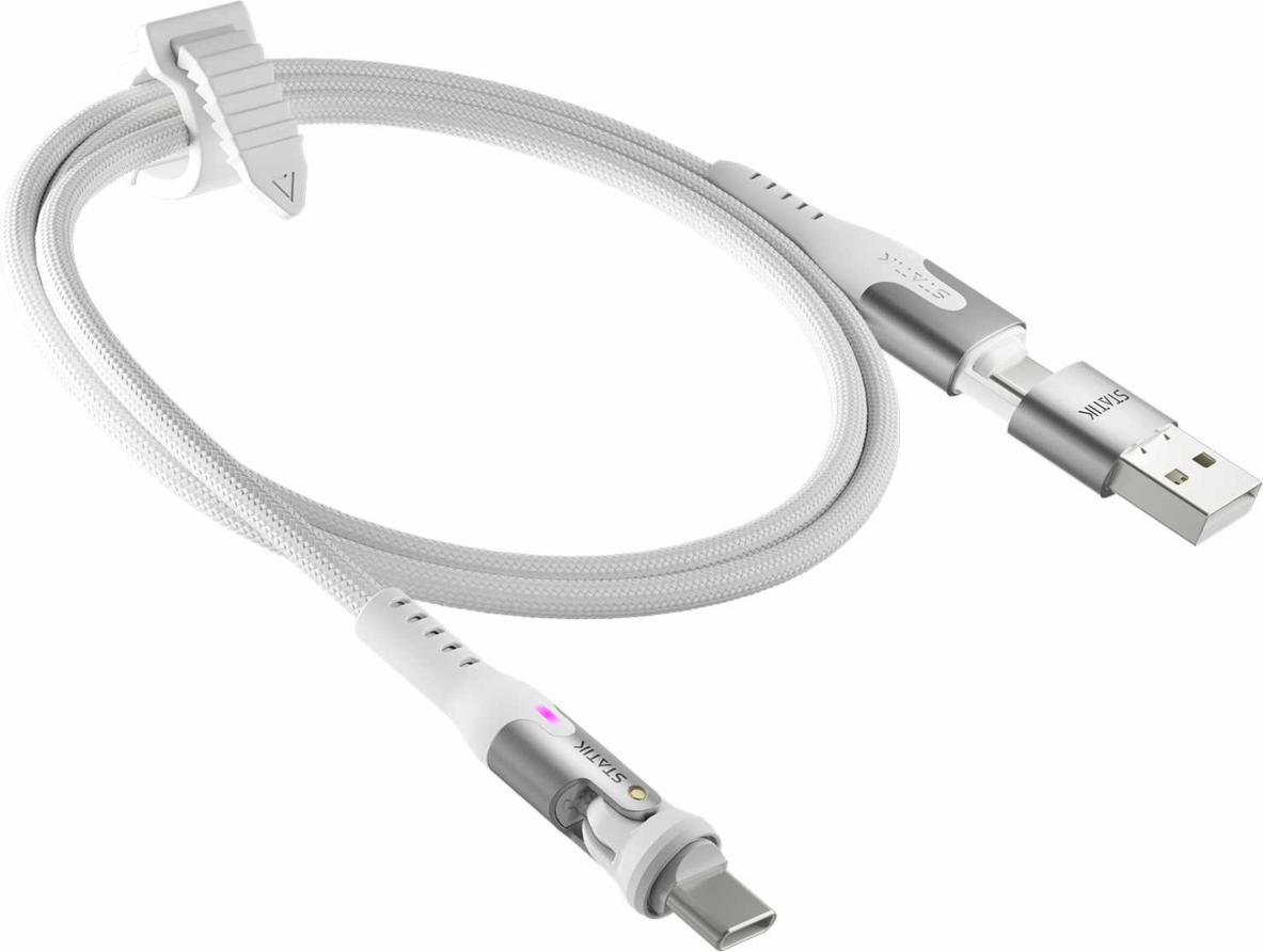 Statik - Câble de charge/synchronisation tressé en nylon PowerPivot Pro USB-C vers USB-C 6,6 pi Blanc