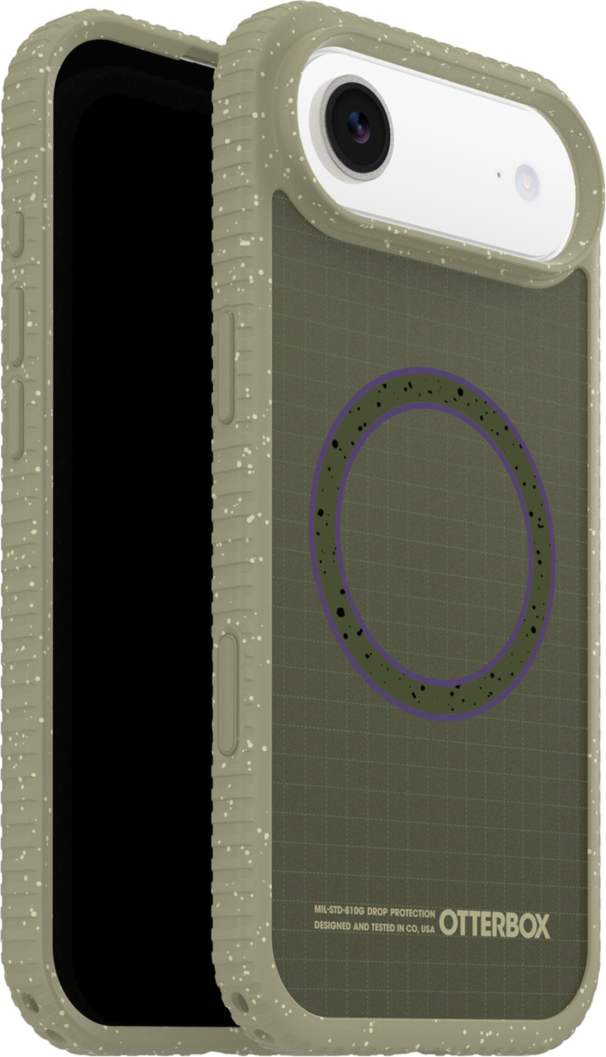 The OtterBox Sole Series features a grippy, high-ridge tread and unique ombré fabric back for secure style. It offers MagSafe compatibility and a removable lanyard loop.