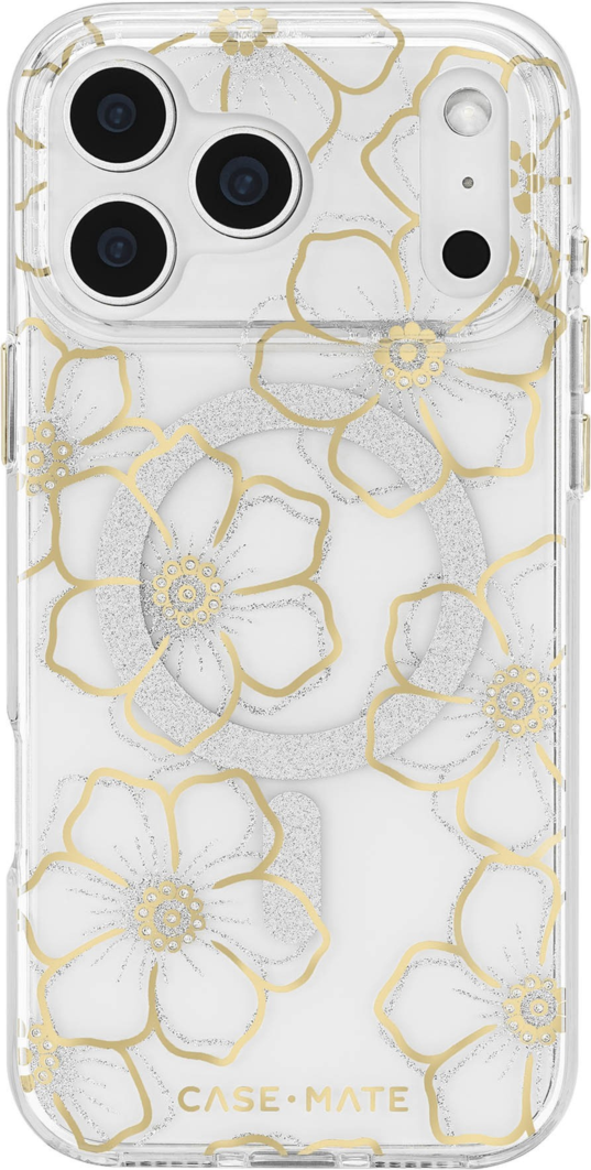Case-Mate - Floral Gems MagSafe Case for Apple iPhone 18 Pro/17 Pro - Gold