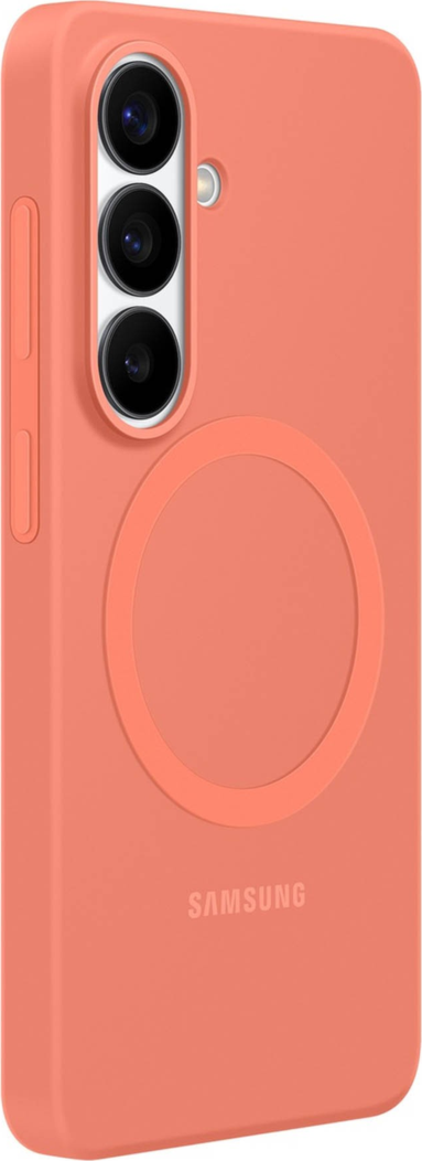 The Samsung Silicone Magnet Case offers a comfortable grip with a silky-smooth finish and a built-in magnet for seamless compatibility with magnetic charging and accessories.