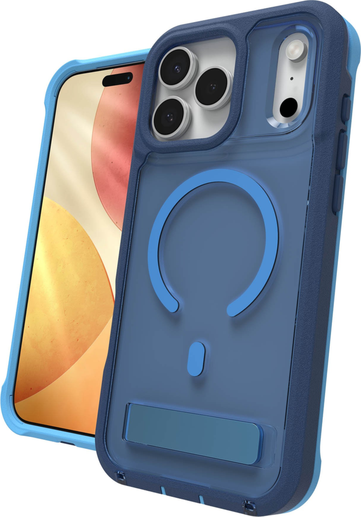 iPhone 17 Pro Max Étui à pression ZAGG Graphene Rainier avec support intégré - Horizon cobalt