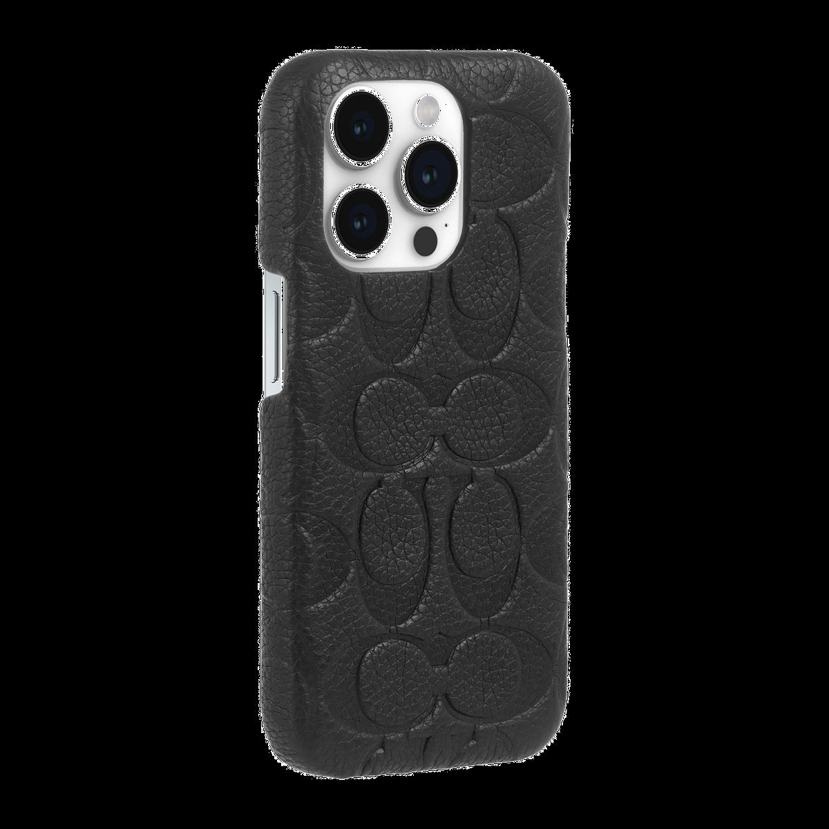 iPhone 15 Pro Coach Leather Slim Wrap Signature C Case - Black Emboss