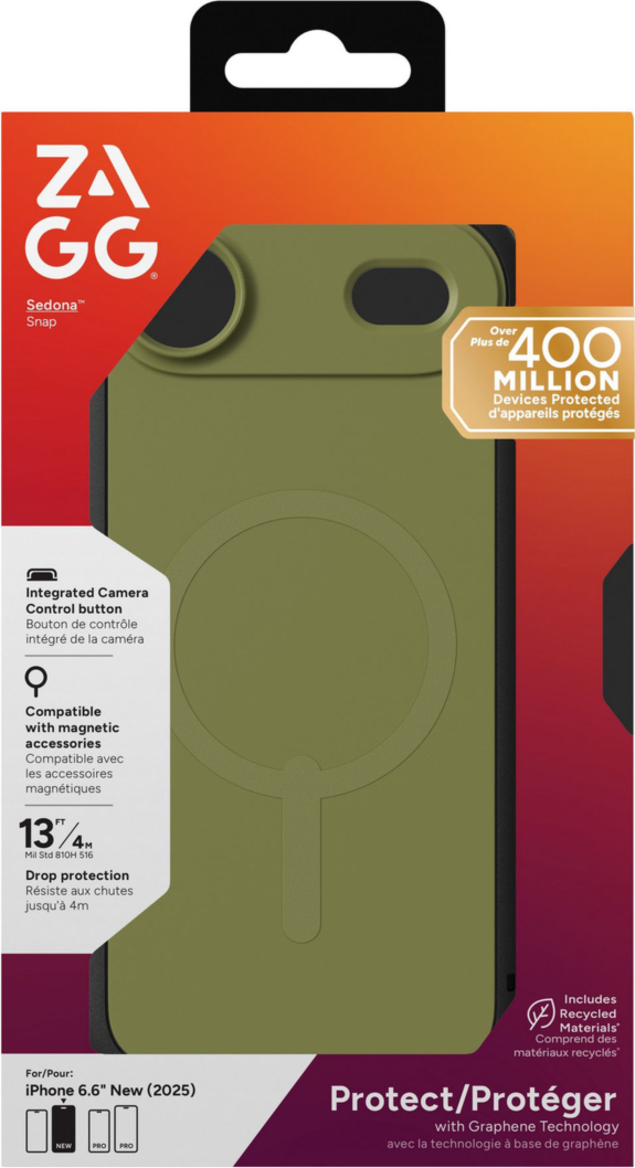The ZAGG Sedona Snap combines elegant design with multi-layer protection, featuring 13ft drop defense, reinforced bumpers, and MagSafe compatibility in nature-inspired colors.