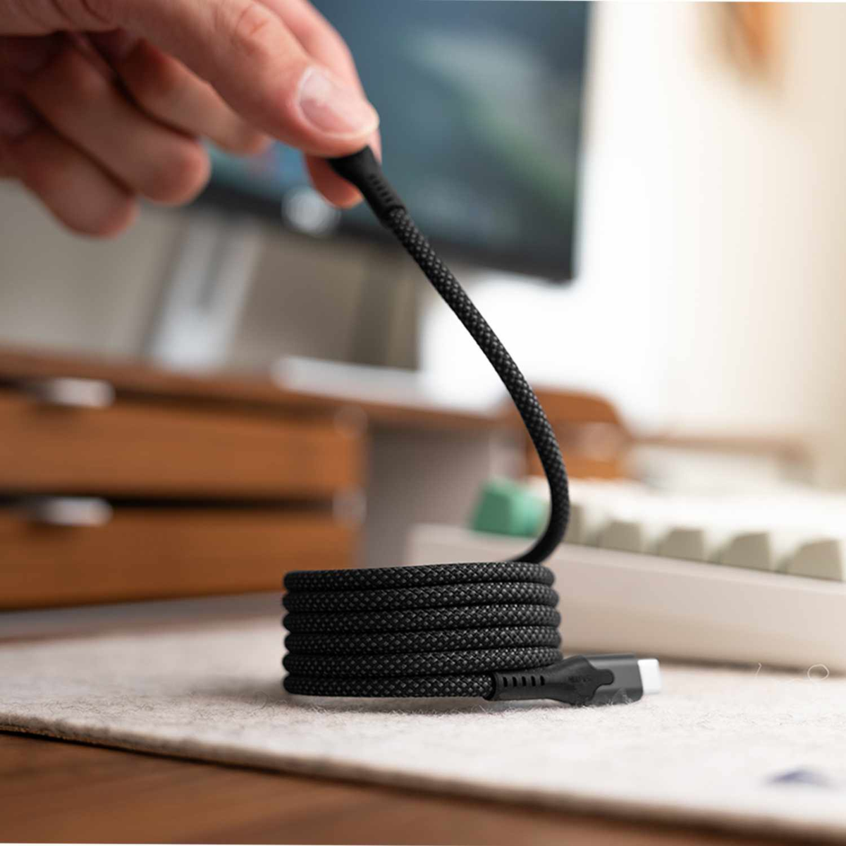 Statik - MagStack Charge/Sync Cable USB-A to USB-C 4ft Black
