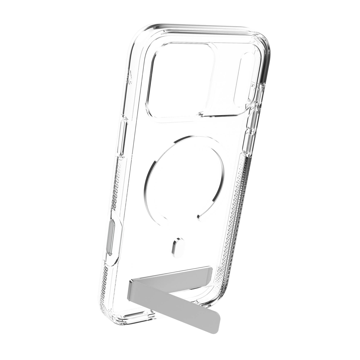 Strengthened with Graphene, ZAGG's Crystal Palace Snap series case with kickstand combines an ultra-slim, crystal-clear profile with up to 13 ft drop protection and seamless MagSafe compatibility.