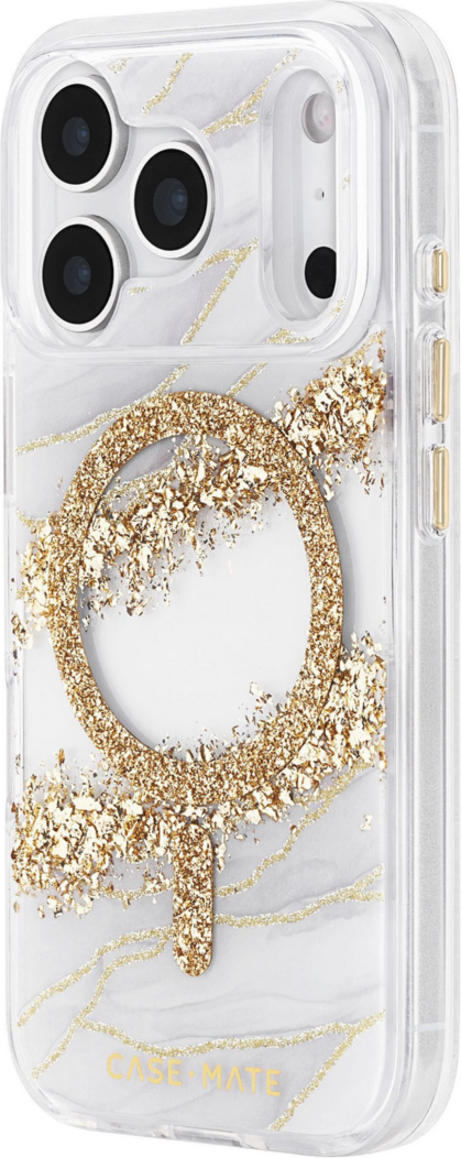 <p>The Case-Mate Karat Granite MagSafe case features a classic white granite design, accented with gold, and offers 12 foot drop protection with MagSafe compatibility.</p>