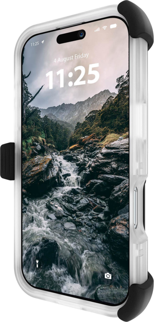 18ft Drop Protection,
Strong Built-In Magnets For MagSafe,
Dual Layer Impact Protection,
Made From Recycled Materials,
Anti-Scratch Coatings,
Textured Sides For Enhanced Grip,
Included Phone Holster/Stand, and
Lifetime Warranty.