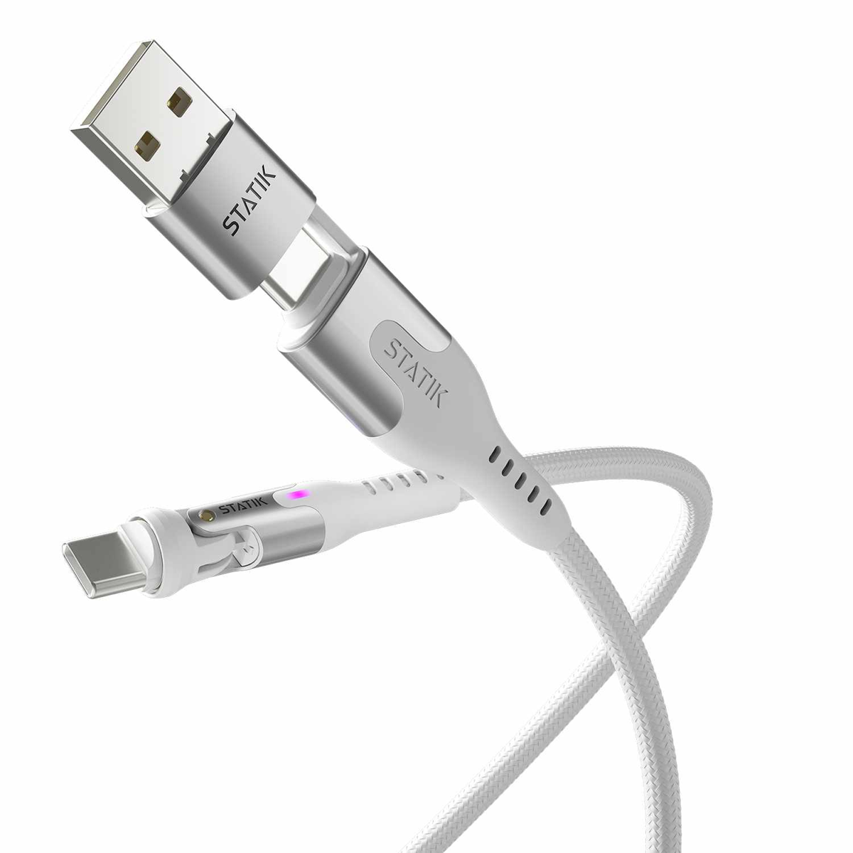 Statik PUP045510FTCCWHTCA Câble Tressé en Nylon de Charge/Sync PowerPivot Pro USB-C vers USB-C 10 pieds Blanc