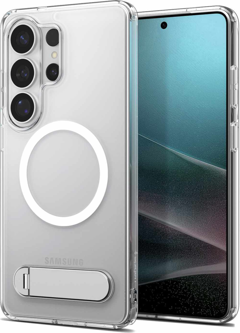 Spigen - Étui Slim Armor Essential S avec aimants, blanc transparent, pour Samsung Galaxy S26 Ultra