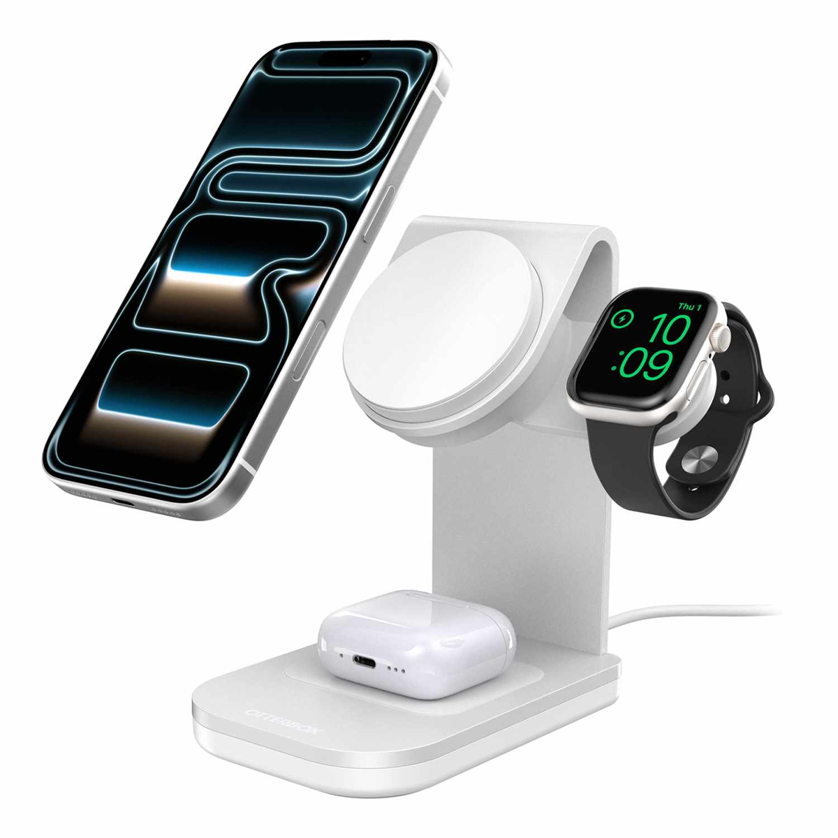 OtterBox - Qi2 3-in-1 Wireless Charging Stand 25W White