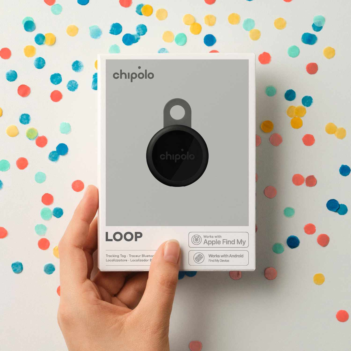Chipolo - LOOP Tracking Tag x 4 (Works with Android's Find Hub Device or Apple Find My) - Charcoal