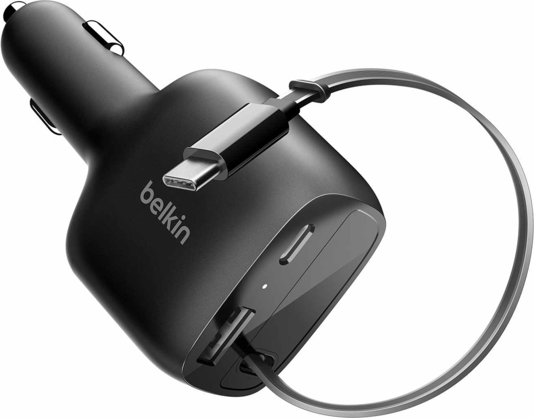 Belkin CCC001fqBK Chargeur de Voiture Rétractable BoostCharge 75W Noir