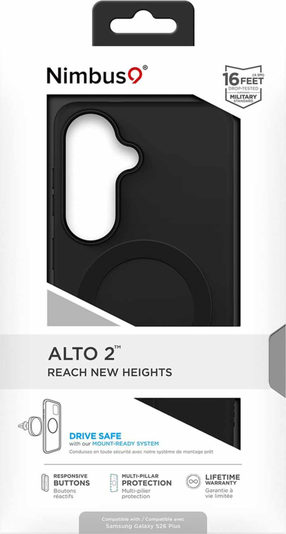 Nimbus9 N9ALMSSAMGS26PBLK Étui Alto 2 avec Magnets Noir pour Samsung Galaxy S26+