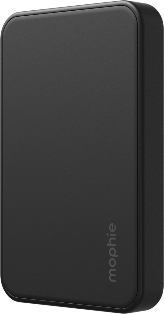 The Mophie 5,000 mAh Powerstation Plus Mini delivers up to 15W fast charging with an integrated USB-C cable, dual-device charging, and a compact travel-ready design.