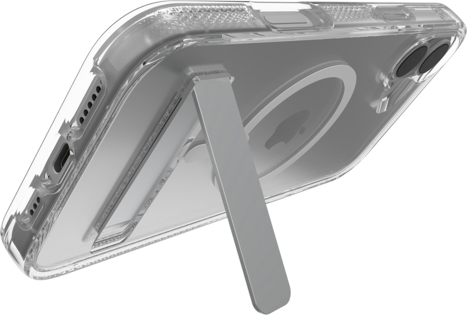 Strengthened with Graphene, ZAGG's Crystal Palace Snap series case with kickstand combines an ultra-slim, crystal-clear profile with up to 13 ft drop protection and seamless MagSafe compatibility.