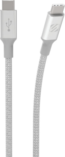 Scosche Braided Dual USB-C Charge and Sync Cable 4ft - Silver