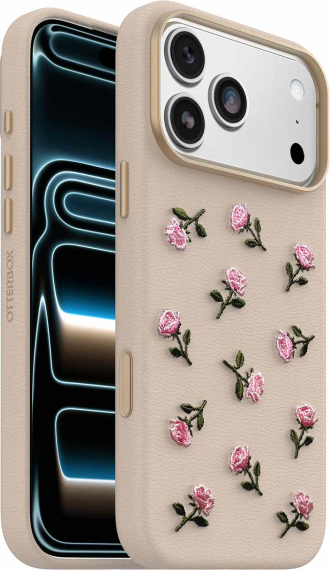 OtterBox - Symmetry Cactus Leather Embroidery MagSafe Case Cottage Rose for iPhone 18 Pro Max/17 Pro Max