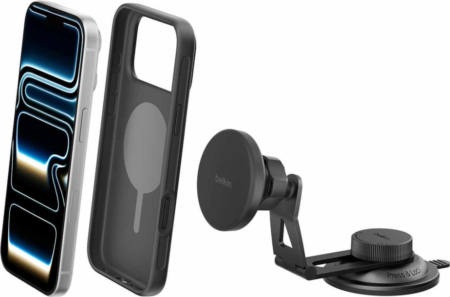 Belkin WIC013ttBK Support de Recharge sans Fil Magnétique BoostCharge Qi2 pour Véhicule Électrique Noir