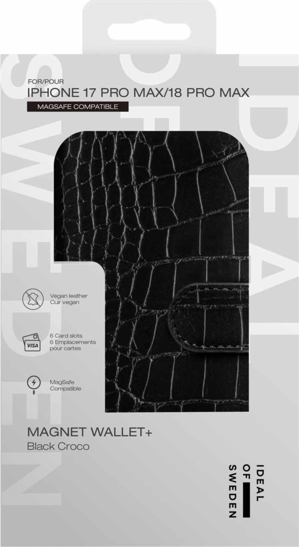 Ideal of Sweden - Magnet Wallet MagSafe Case Black Croco for iPhone 18 Pro Max/17 Pro Max