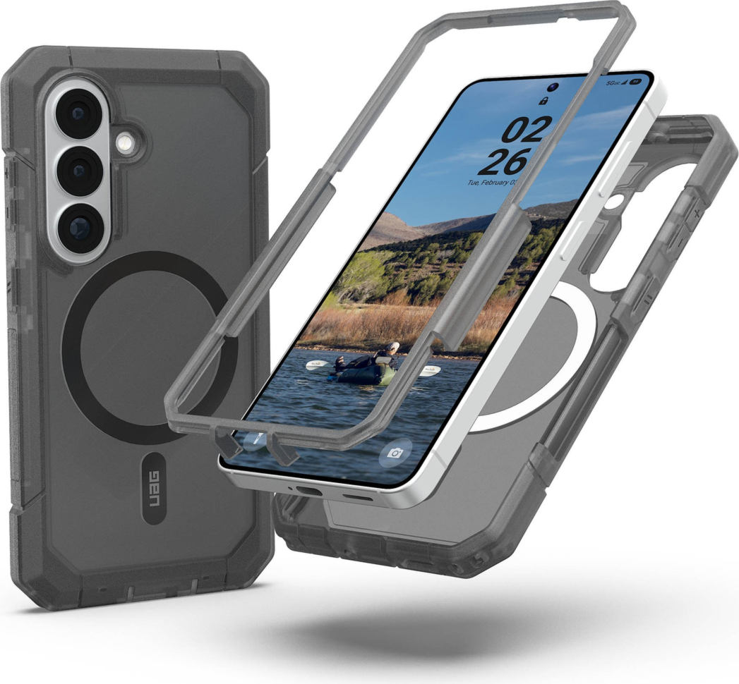 The UAG Trooper case offers 30ft drop protection, a 2-piece design, and a port cover to shield against the elements. Features a traction grip and a built-in magnet module.