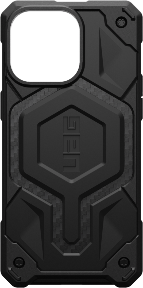 Étui Monarch Pro compatible avec MagSafe de UAG - iPhone 15 Pro Max, noir (Carbon Fiber)