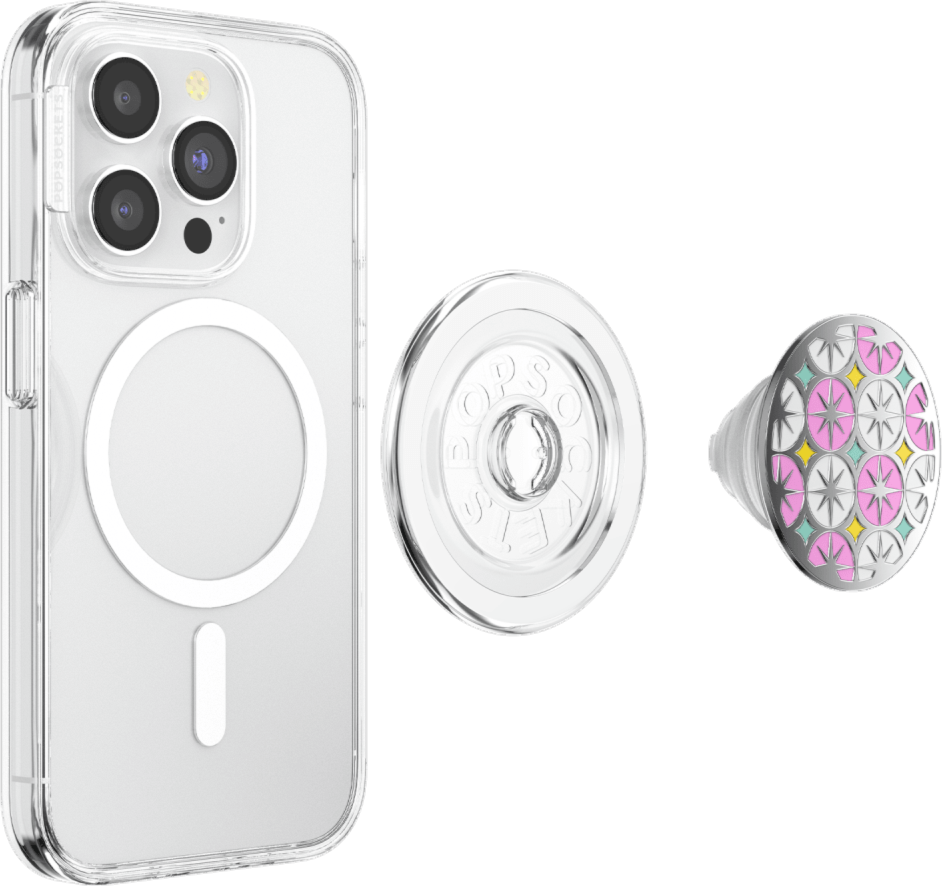 PopSockets 807477 PopGrip pour MagSafe Rond avec Anneau Adaptateur Enamel Atomic Wallpaper