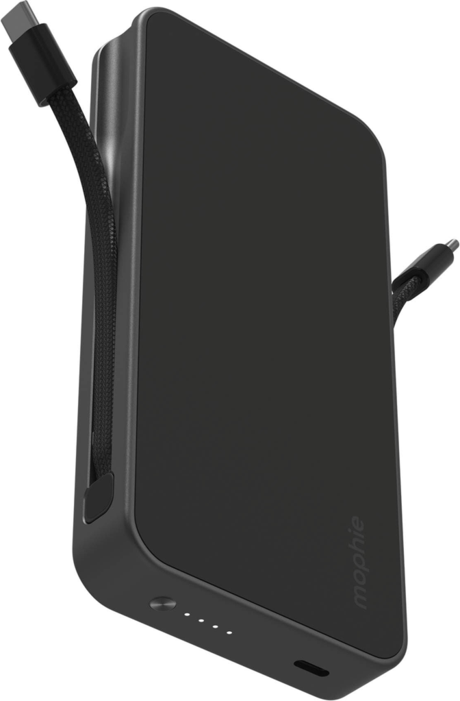 Mophie 10,000 mAh Powerstation Plus Ultra delivers up to 30W fast charging with two integrated USB-C cables, three-device charging, and a premium travel-ready design.