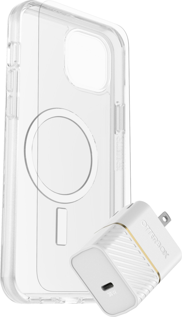 iPhone 15 Plus/14 Plus Otterbox Symmetry w/ Magsafe - Protection + Power Kit Bundle - Clear