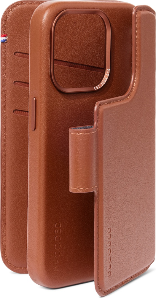 Decoded Portefeuille détachable en cuir pour iPhone 15 Pro - Bronzer