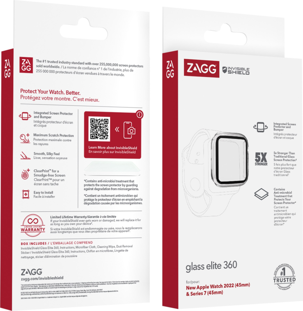 Apple Watch (45mm) ZAGG InvisibleShield Glass Elite 360 Screen Protector