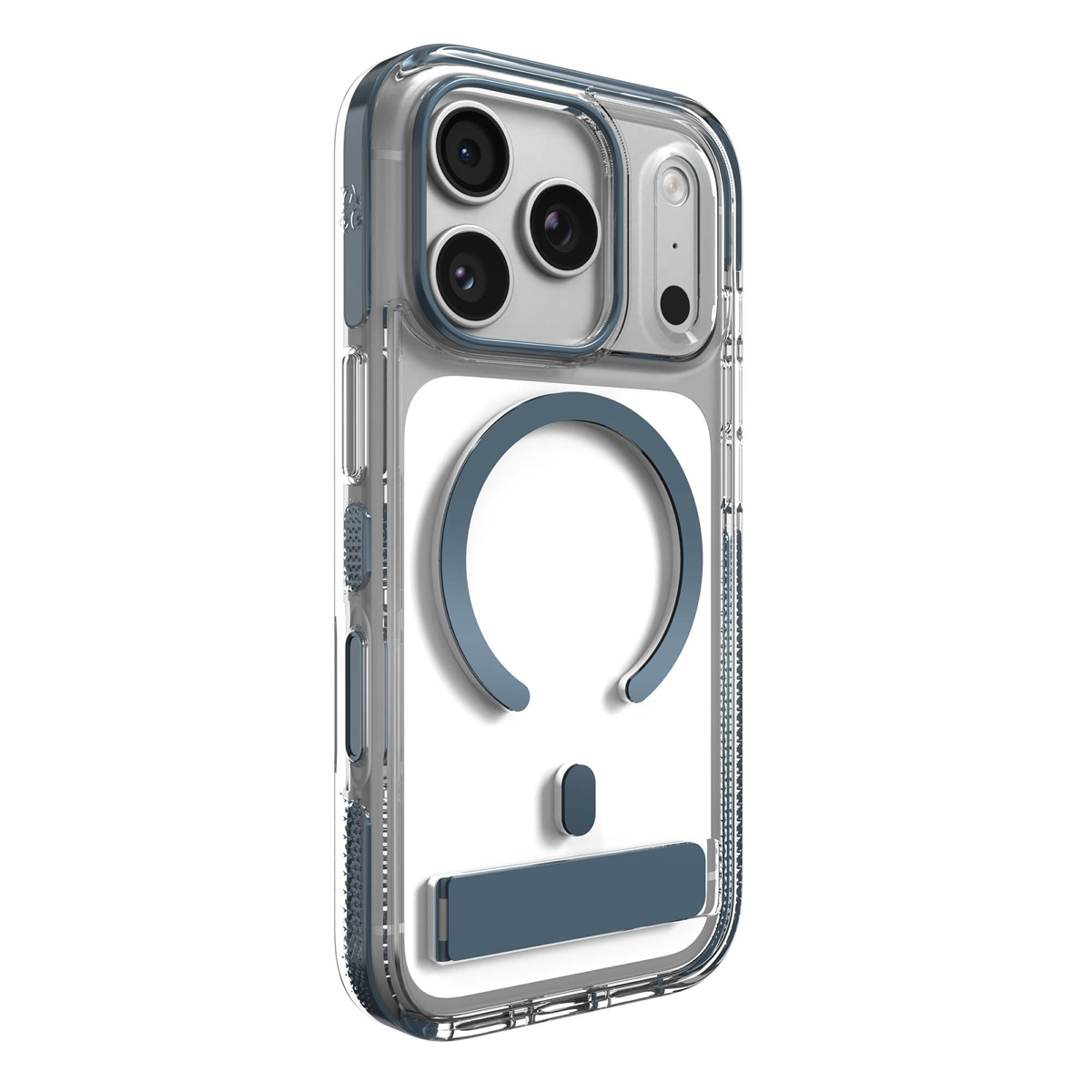 iPhone 18 Pro/17 Pro ZAGG Graphene Santa Cruz Snap Kickstand Metallic Case - Blue Shimmer