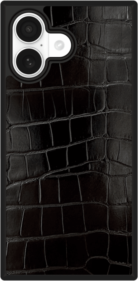 iPhone 17 Pro FLAUNT Square Faux Leather MagSafe Case - Black Crocodile