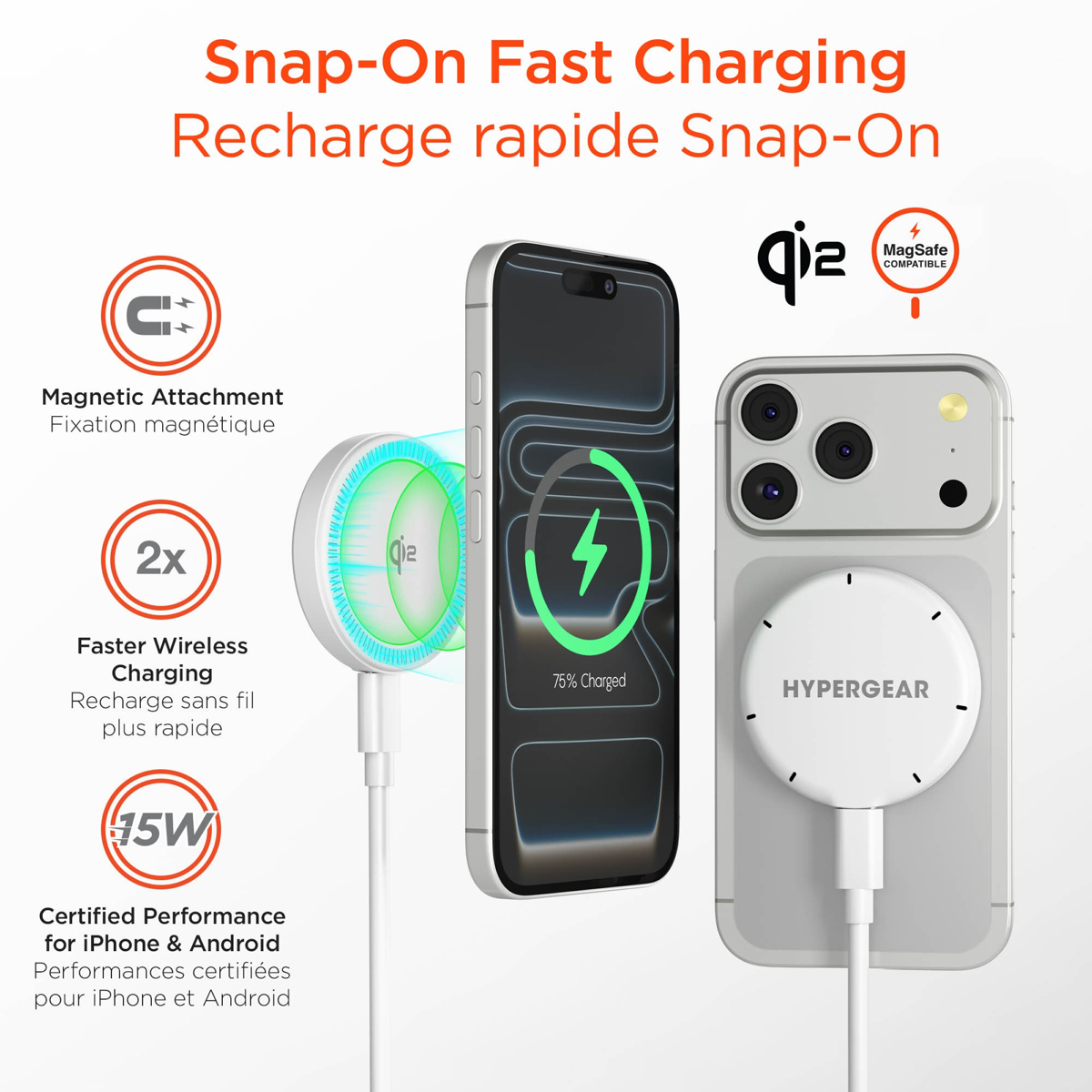 <p>HyperGear MaxCharge 15W Qi2 Magnetic Wireless Charger delivers fast, magnetically aligned wireless charging in a slim, portable design compatible with MagSafe and Qi2 devices.</p>