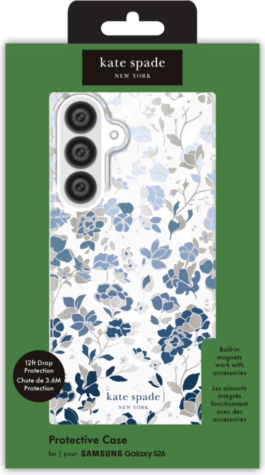 Kate Spade - Étui de protection avec aimants Flowerbed Blue pour Samsung Galaxy S26