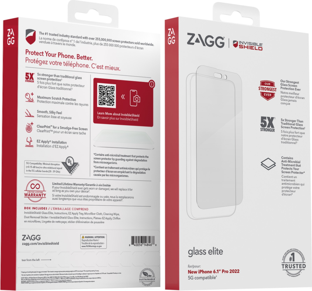 InvisibleShield - iPhone 14 Pro ZAGG InvisibleShield Glass Elite+ Glass Screen Protector - Clear