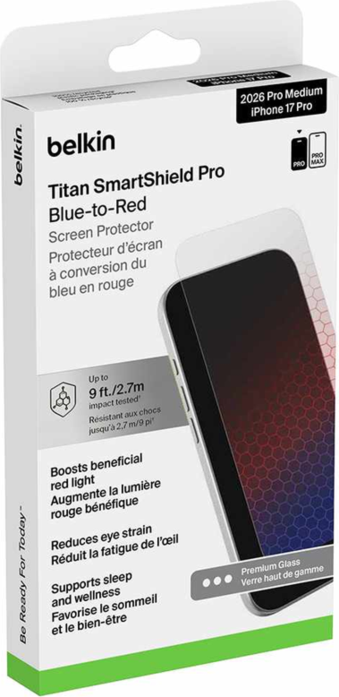 Belkin - Tempered Glass Red Light for iPhone 18 Pro/17 Pro