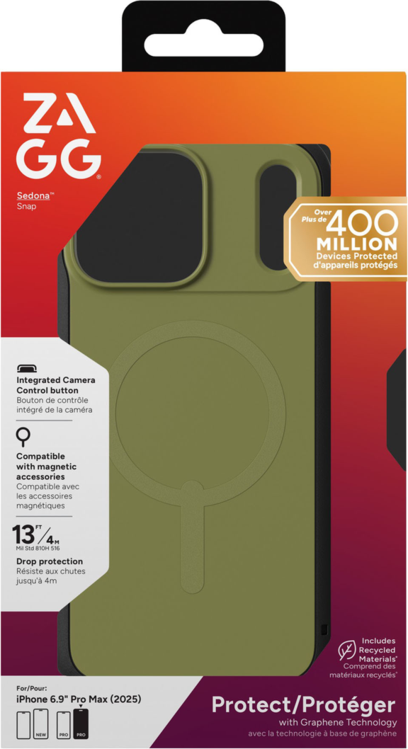 The ZAGG Sedona Snap combines elegant design with multi-layer protection, featuring 13ft drop defense, reinforced bumpers, and MagSafe compatibility in nature-inspired colors.