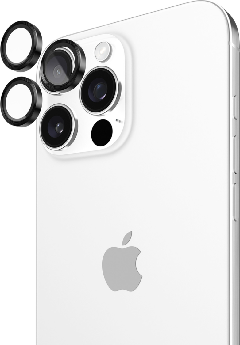 iPhone 16 Pro Max/16 Pro Case-Mate Aluminum Ring Glass Lens Protector - Black