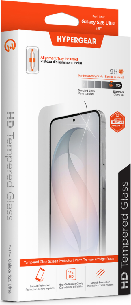 Samsung Galaxy S26 Ultra HyperGear Tempered Glass Screen Protector w/Dust-Free Install Tray clear
