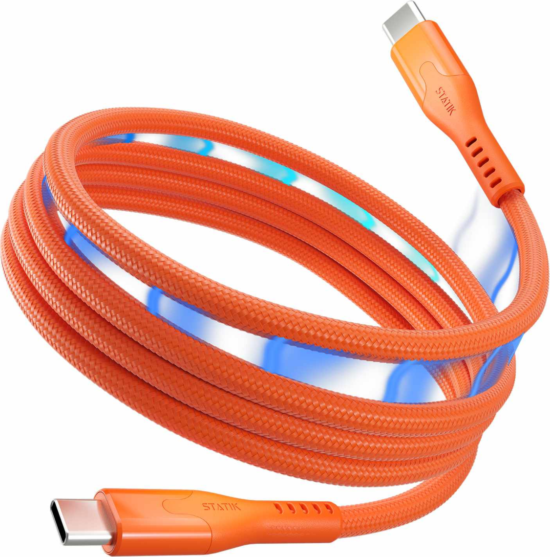 Statik - MagStack Pro Charge/Sync Magnetic Cable USB-C to USB-C 6.6ft Orange