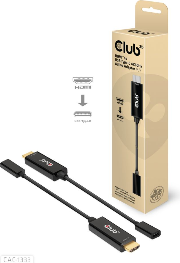 Club3D -  HDMI to USB-C 4K60Hz Active Adapter M/F - Black