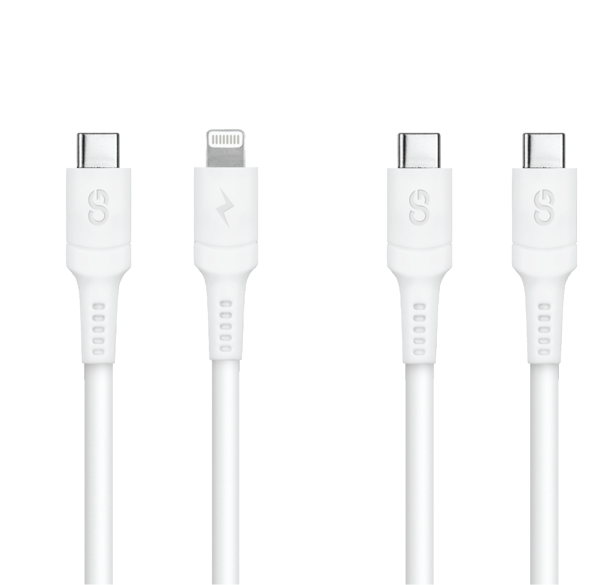 LOGiiX Sync & Charge 2 Pack 1.5M USB-C to USB-C and USB-C to Lightning - White