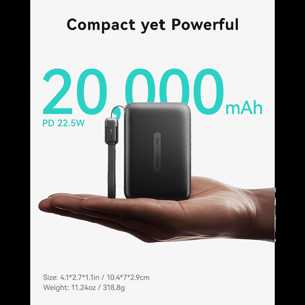 INIU POCKET 20,000mAh POWER BANK 22.5W - BLACK